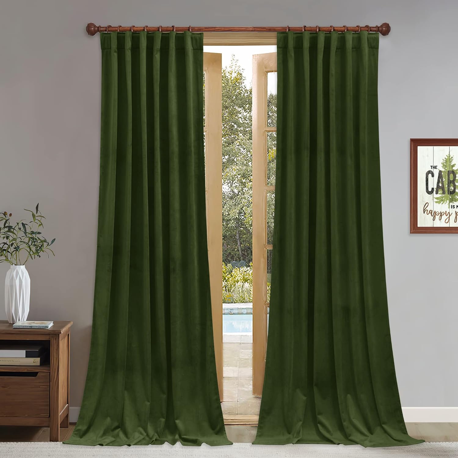 StangH Cortinas de terciopelo de 120 pulgadas de largo para telón de fondo de Navidad, cortinas de lujo con aislamiento térmico para sala de estar,