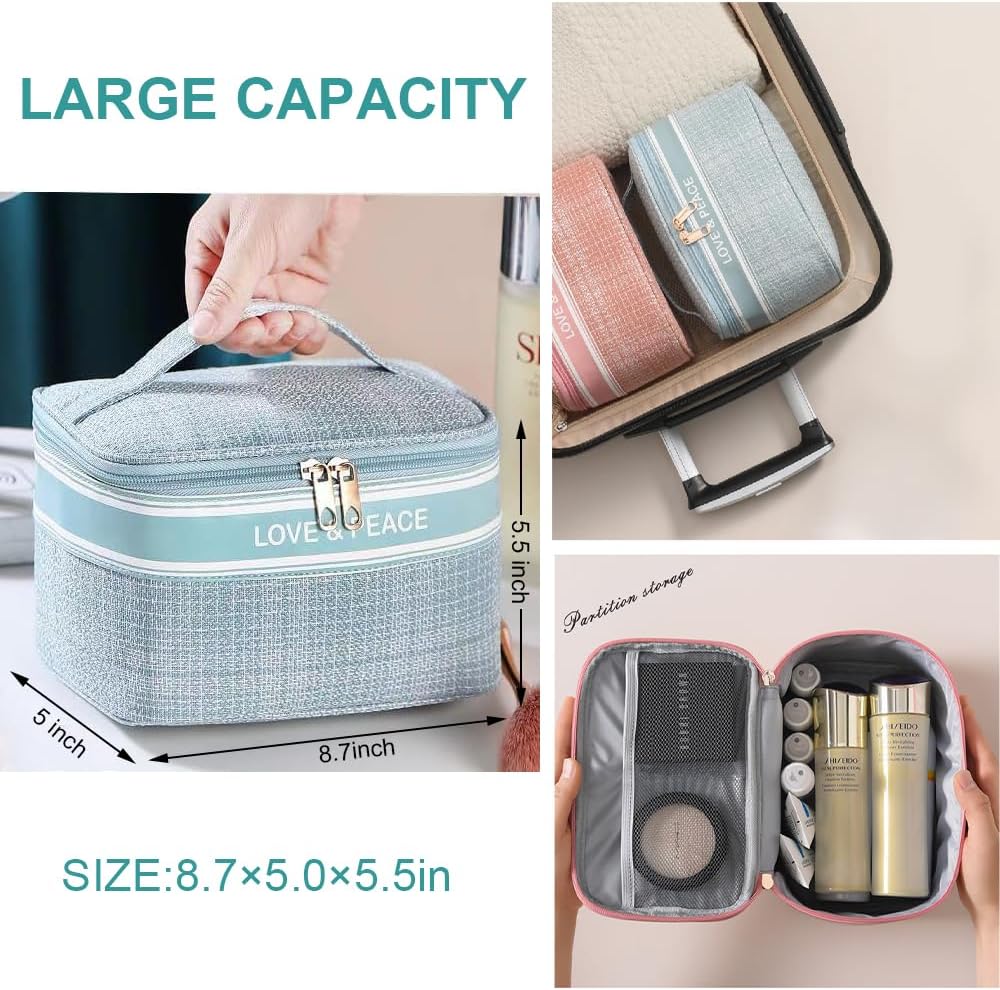 QIOCKTO Estuche de maquillaje, estuche portátil portátil para cosméticos, maletín de fragancia pequeña de moda, bolsa de cosméticos, tela de