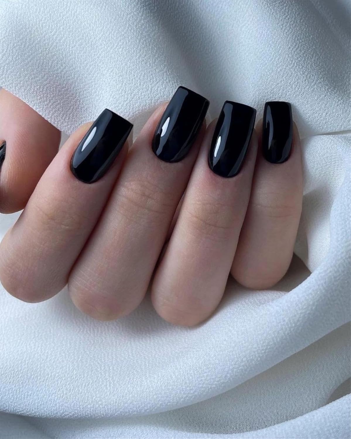 LoveOurHome 240 uñas postizas negras a presión, cuadradas medianas, uñas postizas cuadradas de gel, uñas postizas de gel, uñas postizas de color