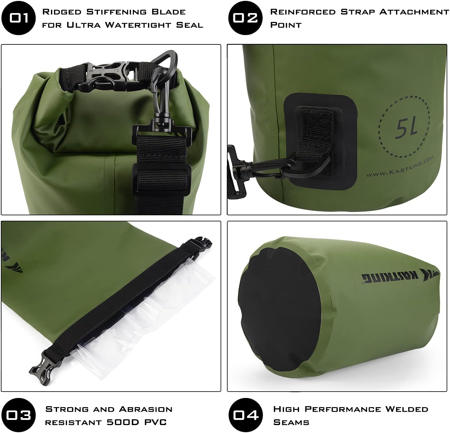 KastKing Cyclone Seal Dry Bags,Waterproof Storage Dry Bags,5L10L20L30L Roll Top Sack,Military Grade Construction for