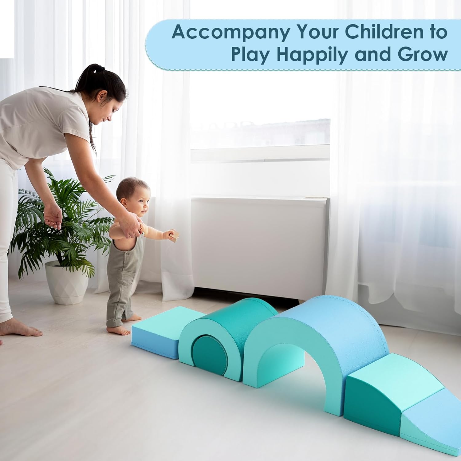 Bloques de escalada de espuma para niños pequeños, 5 piezas de escalada suave para niños, juguetes de escalada para niños pequeños con tobogán