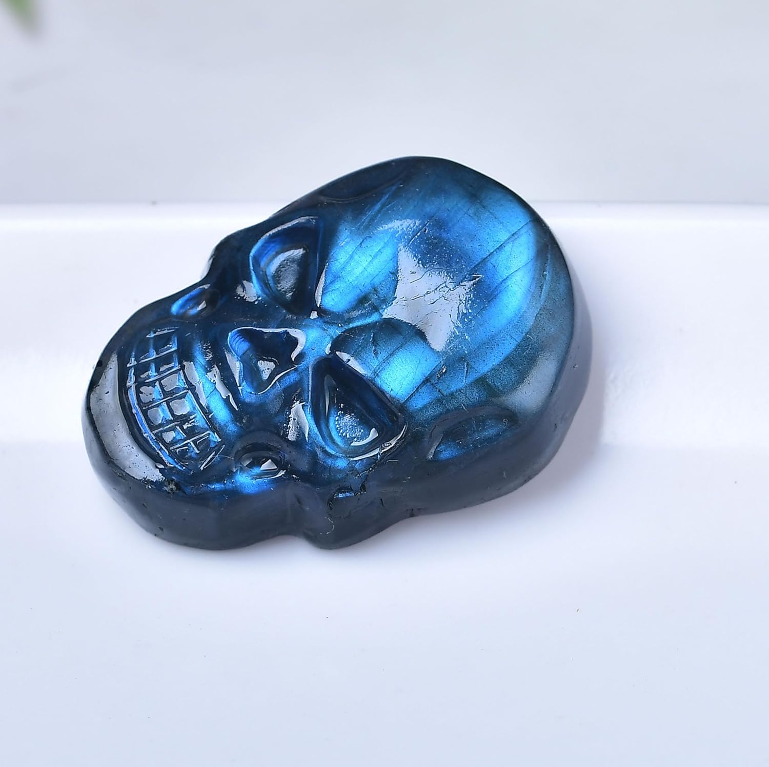 WUYOUSHI 1 pieza de cristal de calavera de labradorita natural tallado de 1.18 a 1.37 pulgadas de piedra preciosa curativa para decoración de
