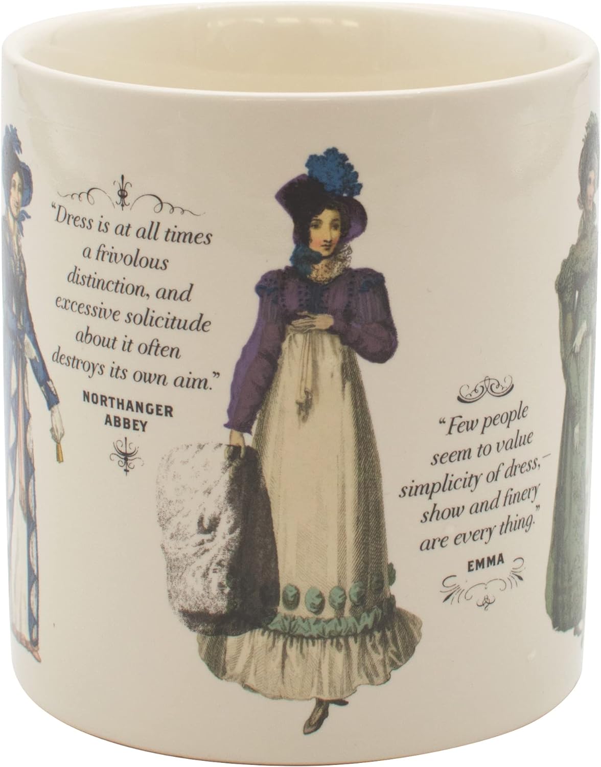The Unemployed Philosophers Guild Jane Austen Finery – Taza que cambia de color, transforma el calor, vestidos de noche reveladores, viene en caja