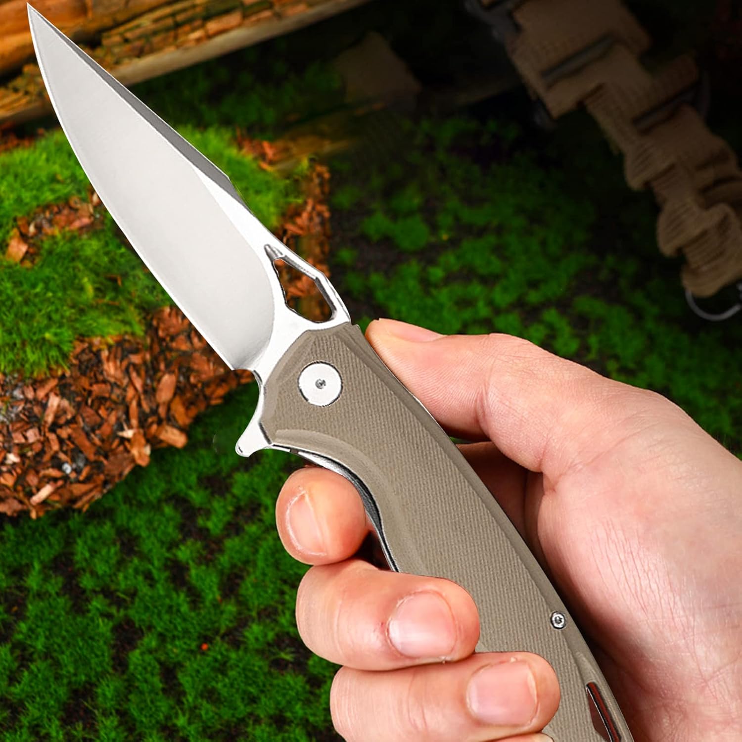 Cuchillo de bolsillo plegable para exteriores con clip, cuchillos tácticos asistidos por resorte para senderismo, caza y campamento, cuchillo de