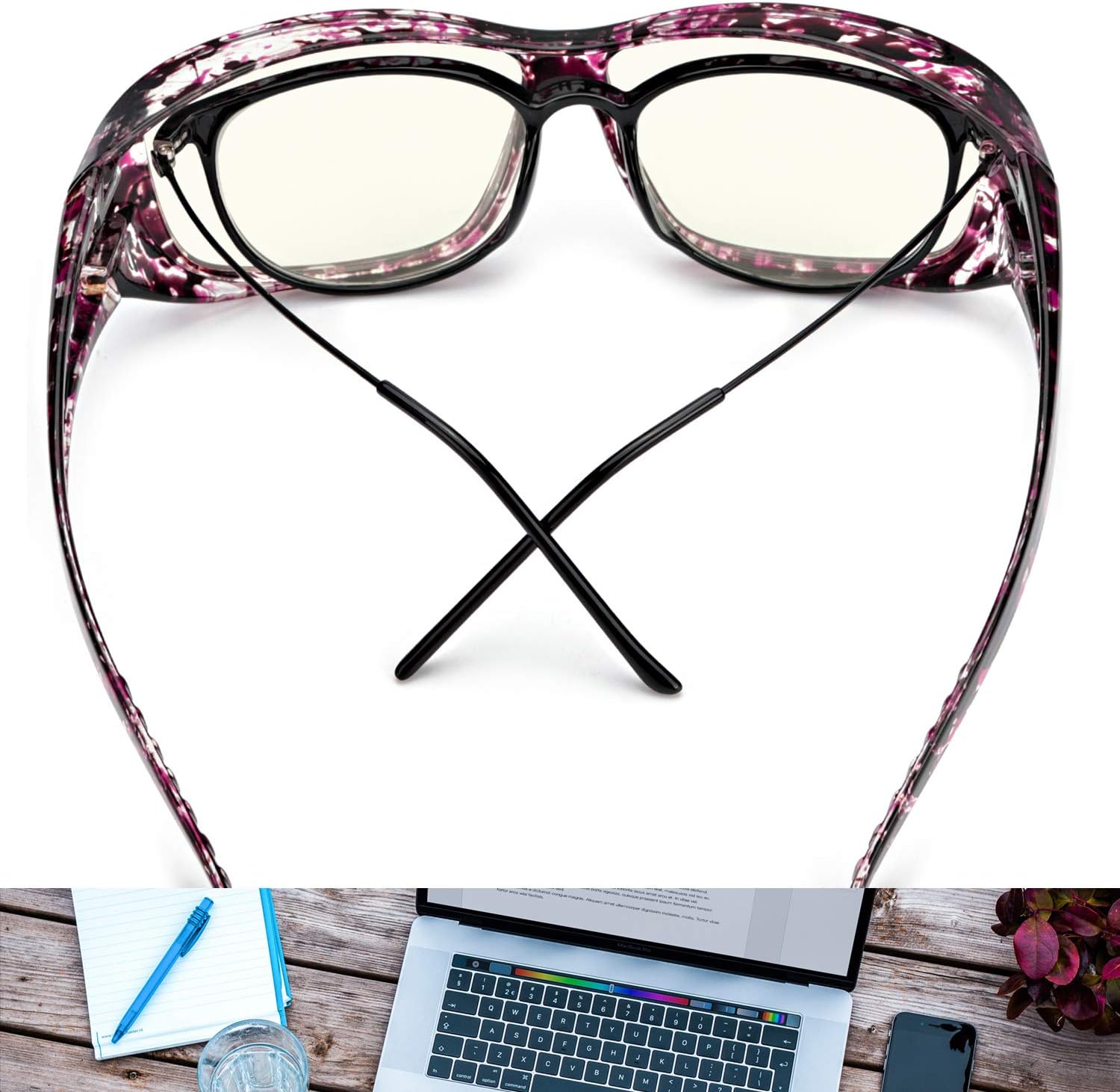 LVIOE Gafas de bloqueo de luz azul que se ajustan sobre gafas graduadasanteojos de lecturagafas RX LB024