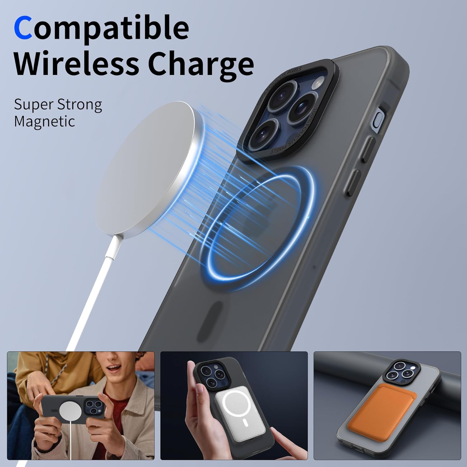 Funda magnética compatible con iPhone 15 Pro Max (6.7 pulgadas) con MagSafe Fuerte magnético Protección de grado militar de 10 pies Funda