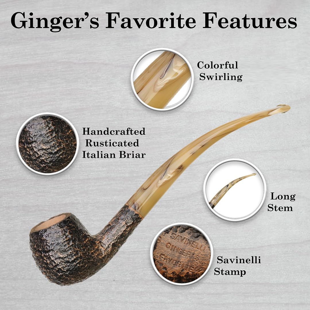 Savinelli El favorito de jengibre – pipa de tabaco italiana acabada a mano, pipa de madera de brezo para tabaco, pipa de tabaco hecha a mano de