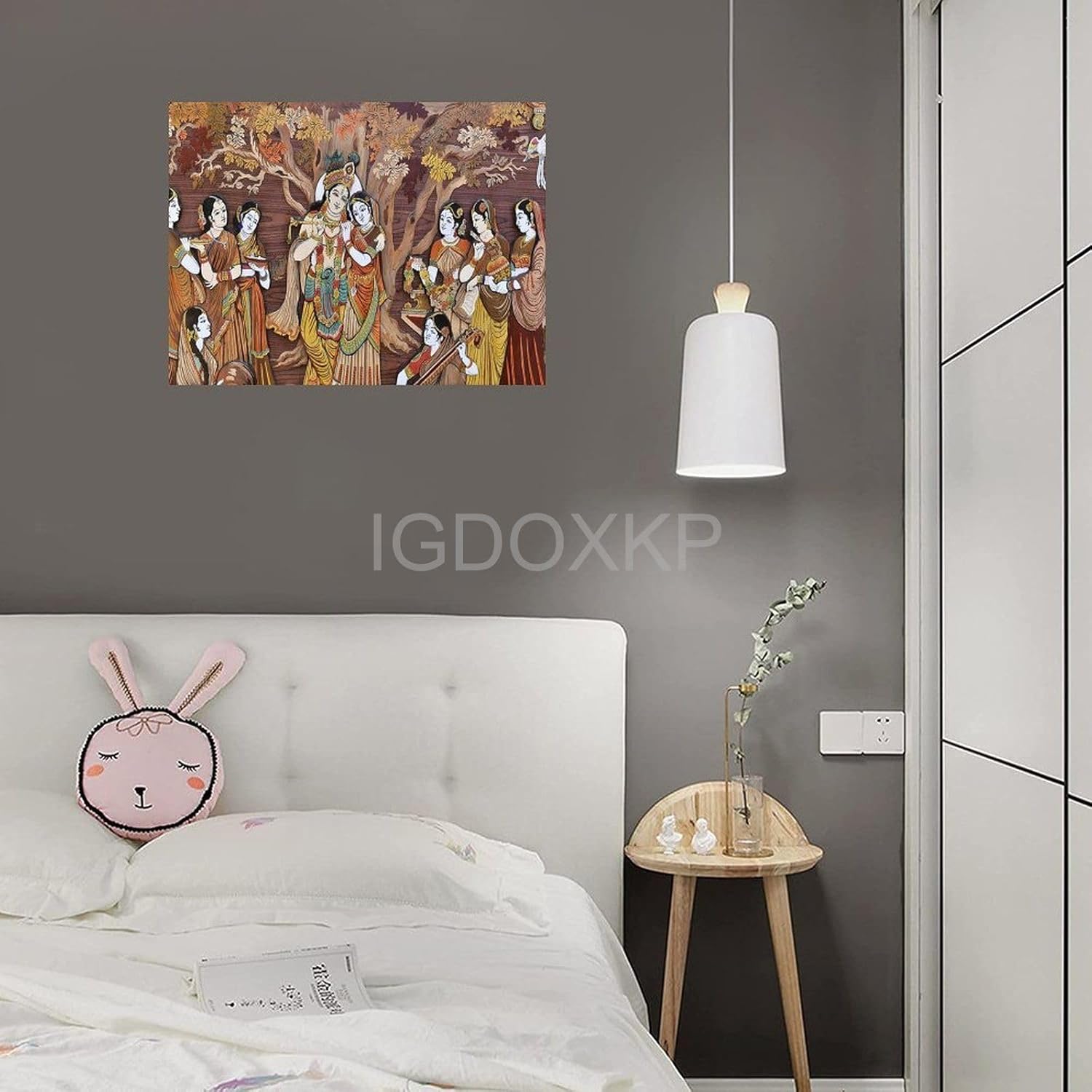 Radha Krishna Dioses hindúes, ópera de arte famosa, mural de arte de Riproduzione, ópera de arte hinduizm, póster de lienzo de Radh para decoración