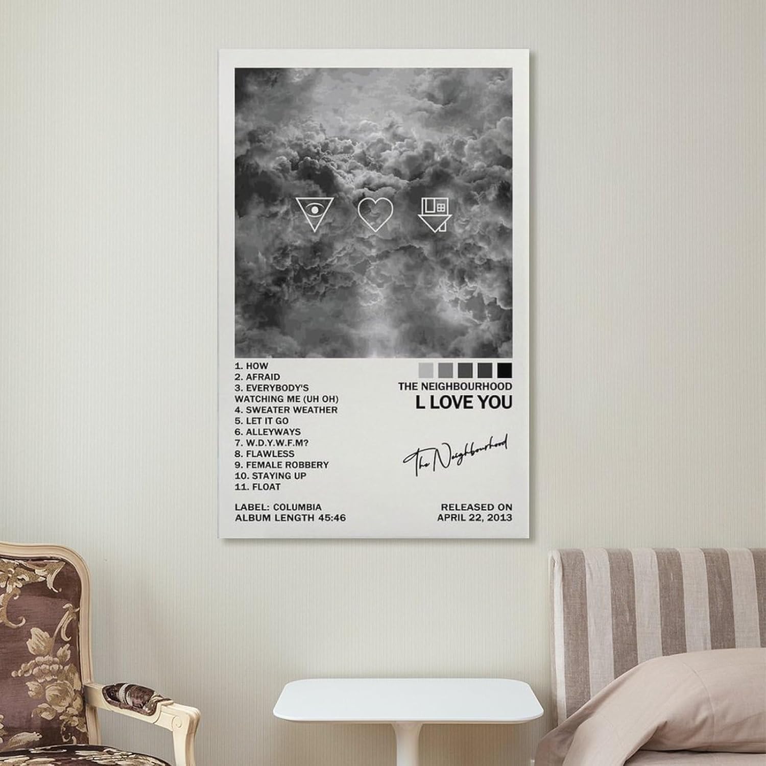 Póster de The Neighborhood I Love You, póster de vinilo con música (25) lienzo decorativo para dormitorio, moderno, para el hogar, impresiones
