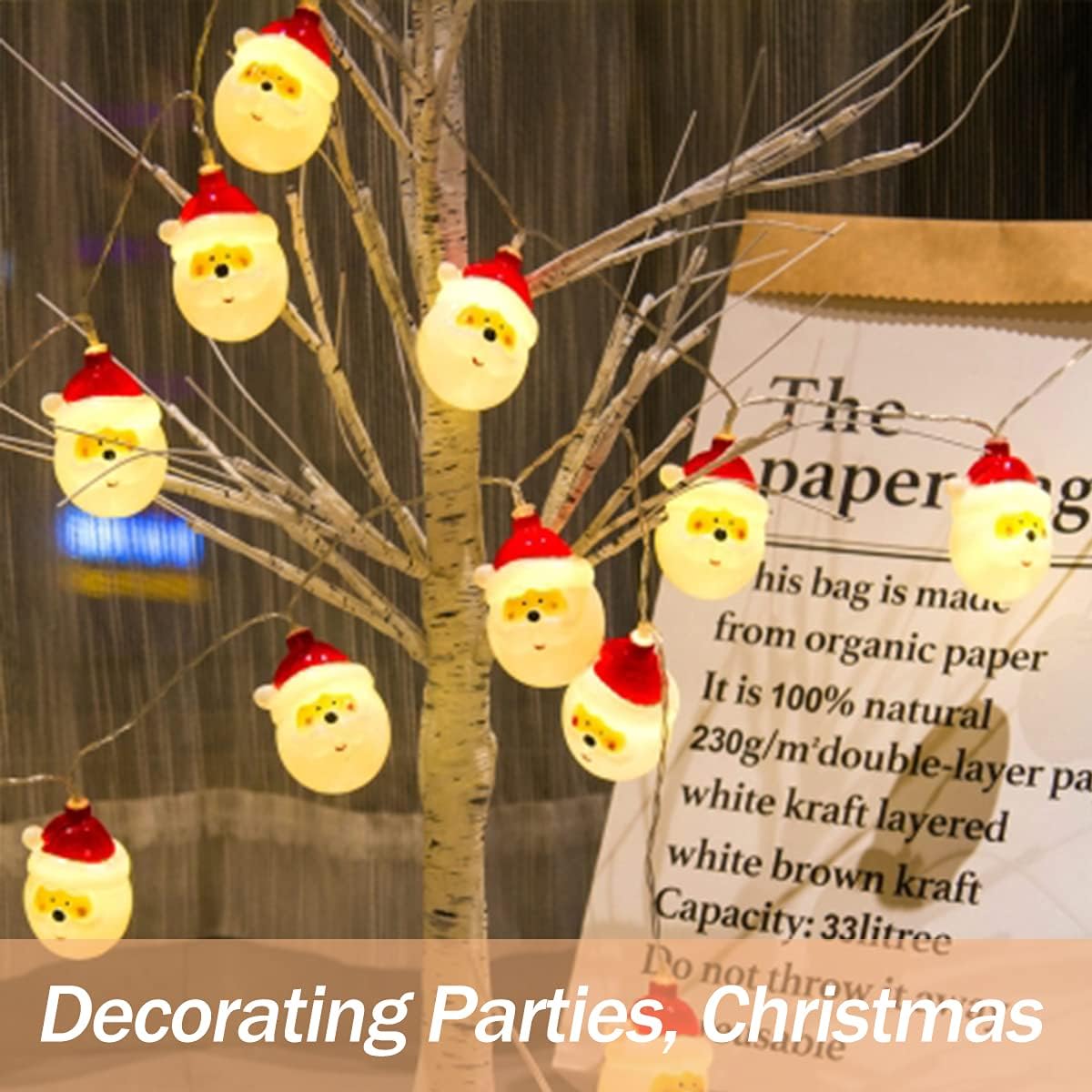 Guirnalda de luces de Navidad, 10 luces de muñeco de nieve, impermeables, luces de Navidad, decoración a pilas para Navidad, jardín, patio,