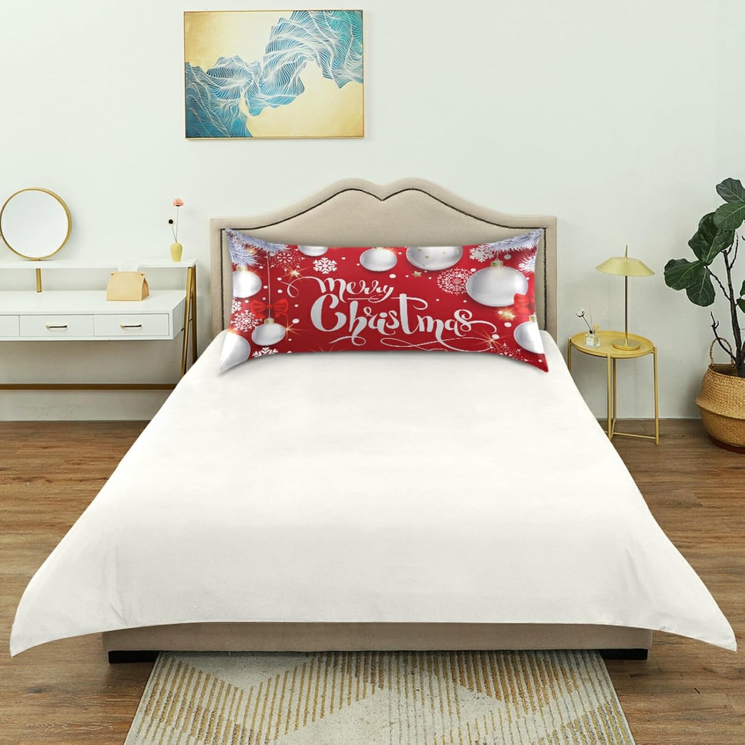 xigua Funda de almohada de satén con diseño de copos de nieve y árbol de Navidad, para el cabello y la piel, con cierre de sobre, funda de almohada
