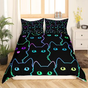 Juego de ropa de cama con diseño de dibujos animados para niñas, niños, mascotas, gatos, funda de edredón con luz de neón, decoración de habitación, Juego de ropa de cama con diseño de dibujos animados para niñas, niños, mascotas, gatos, funda de edredón con luz de neón, decoración de habitación,