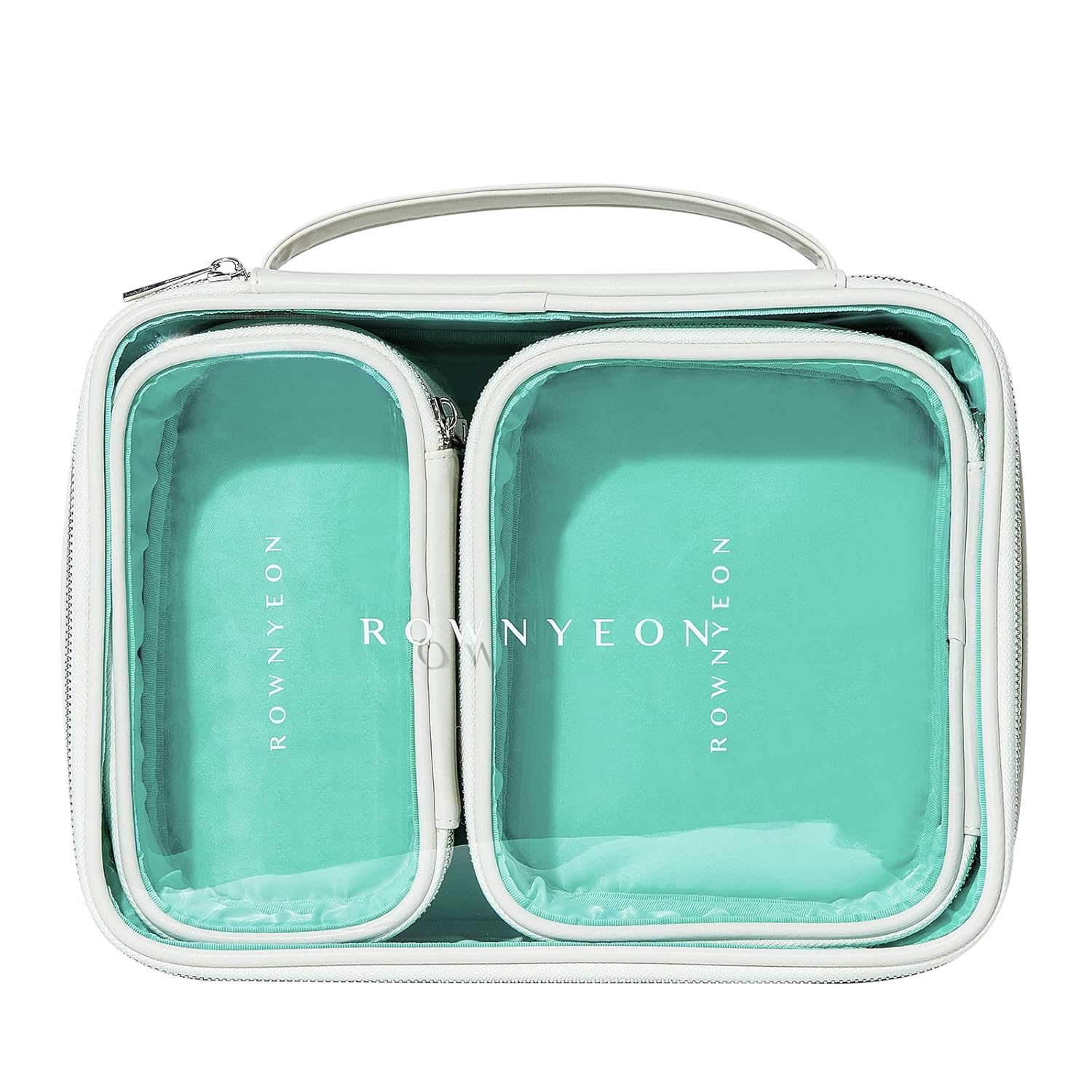 Rownyeon – Estuche de maquillaje transparente, 3 piezas, juego de bolsas de cosméticos transparentes, estuche de viaje para maquillaje, organizador