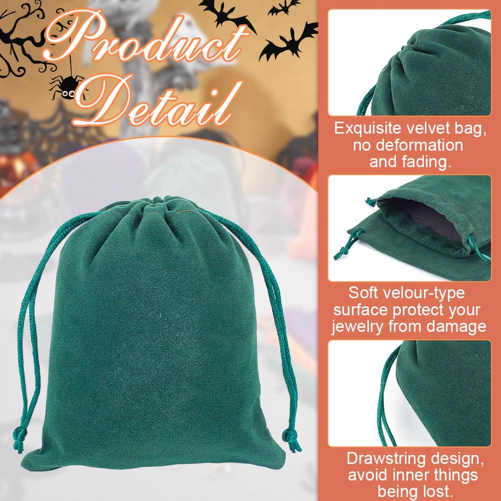 BENECREAT 24 bolsas de regalo de terciopelo de Halloween de 4 colores, bolsas de terciopelo con cordón, bolsas de regalo de joyería para joyas,