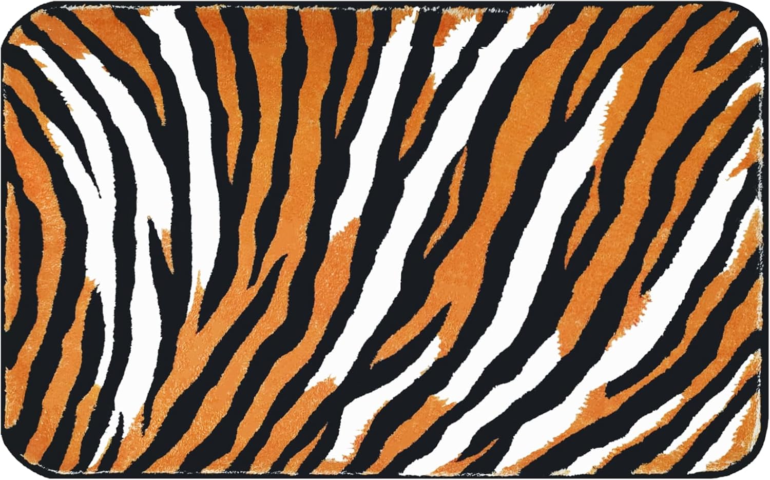 ZebraSmile Alfombra de baño esponjosa de tigre, bonita alfombra de baño amarilla, suave, abosorbente, pequeña, antideslizante, moderna, divertida