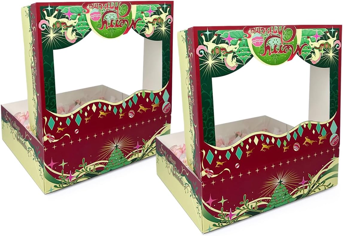 12 recipientes para cupcakes, 16 paquetes de cajas de cupcakes de Navidad, 12 cajas para cupcakes con ventana de 13 x 10 x 3.5 pulgadas