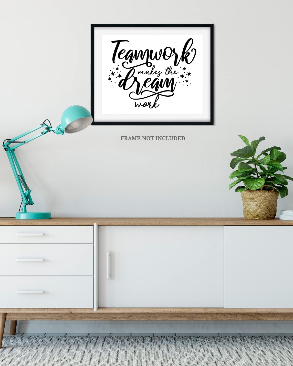 Govivo Teamwork Makes The Dream Work – Impresión artística de pared con cita motivacional, impresión de decoración de pared, póster o lienzo para