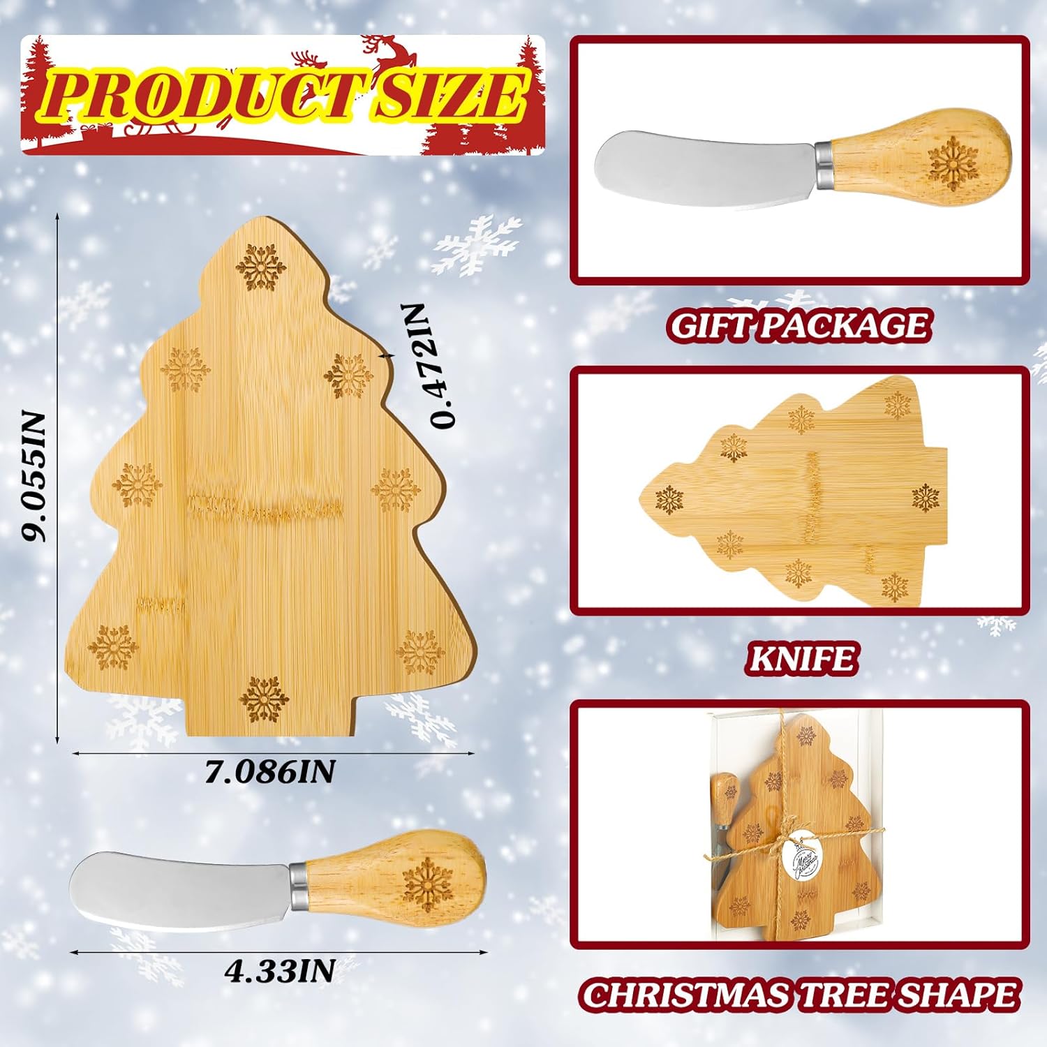 Kigley 6 piezas de tabla de cortar queso para árbol de Navidad, tabla de cortar madera para servir tablero de madera en forma de árbol de