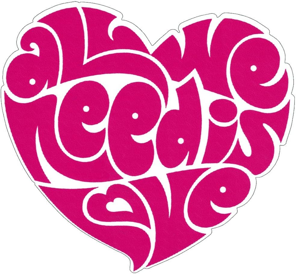 All We Need is Love Beatles Lennon Heart – Calcomanía pequeña para parachoques (3.5 x 3.25 pulgadas)