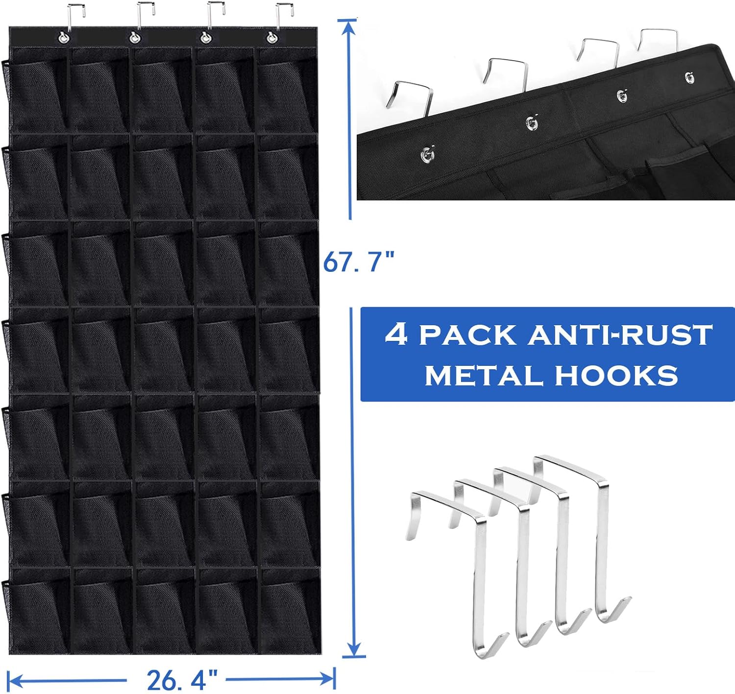Organizador de zapatos de 35 bolsillos para colgar en la puerta, organizador de zapatos de gran capacidad para hombres y mujeres, niños, armario,