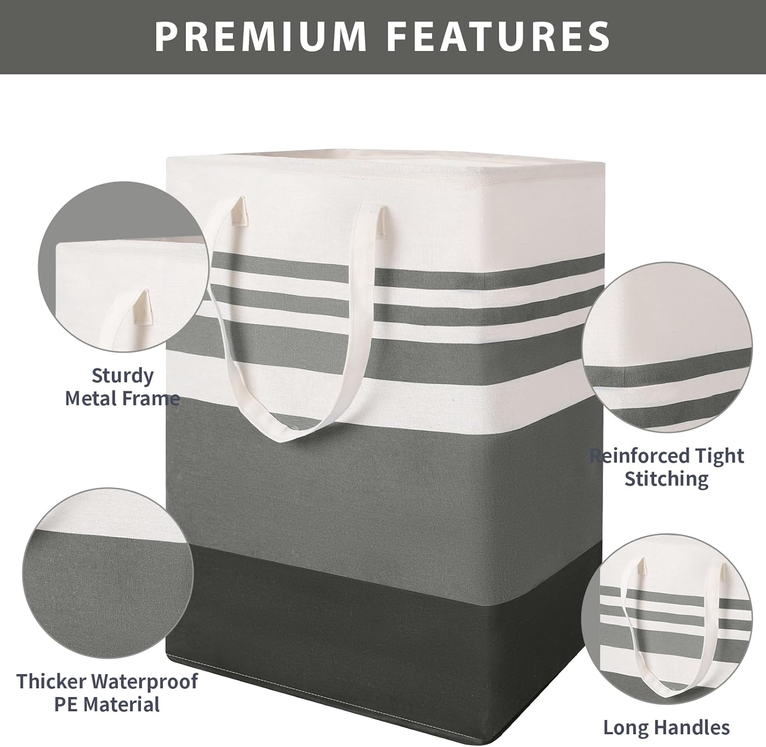 Paquete de 4 cestas grandes para la ropa sucia de 80 litros con asas largas, plegable, impermeable, cesta para ropa sucia, plegable, fácil de
