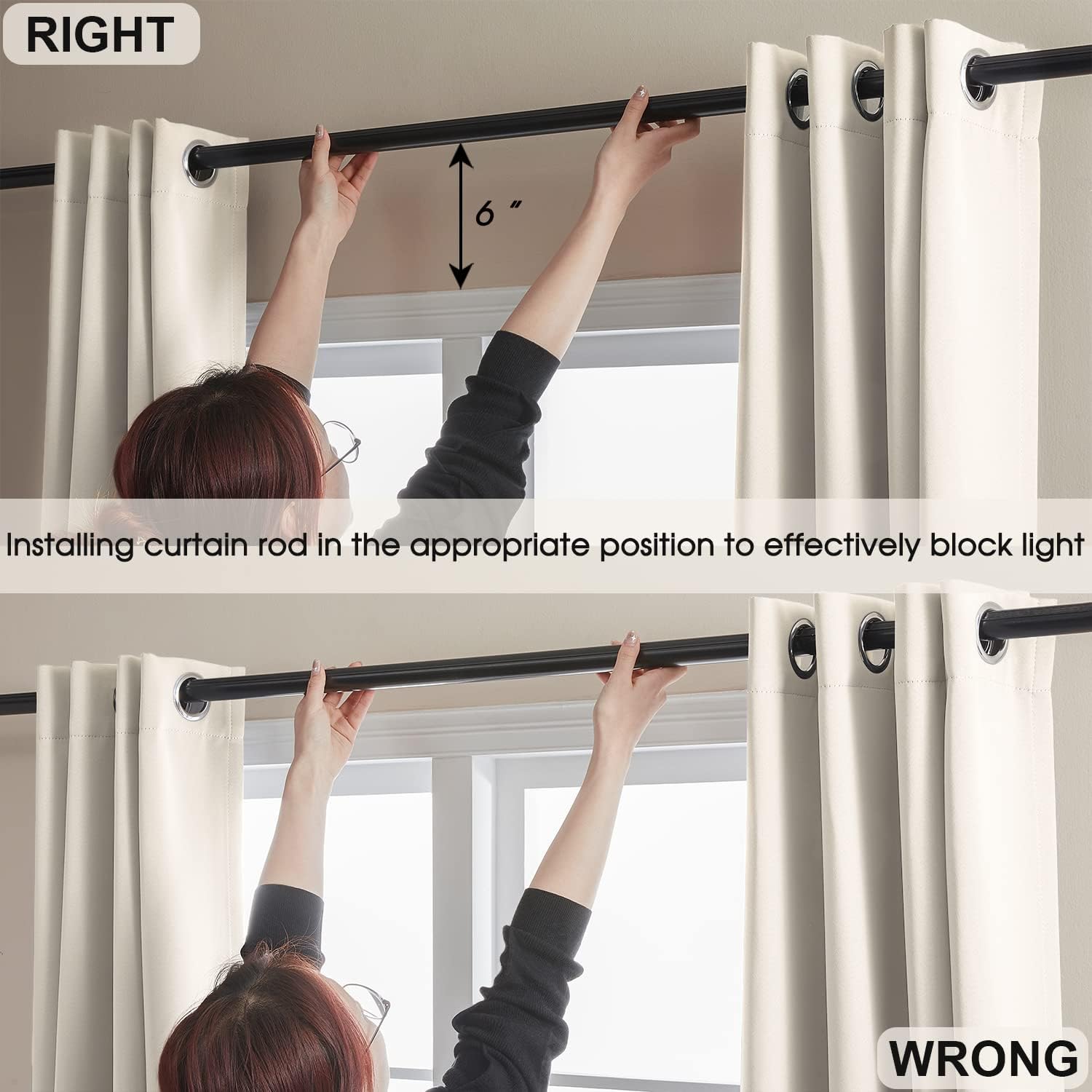 Rutterllow – Cortinas completamente opacas de dos capas para dormitorio, 52 pulgadas de ancho x 72 pulgadas de largo, paneles de cortina de ventana
