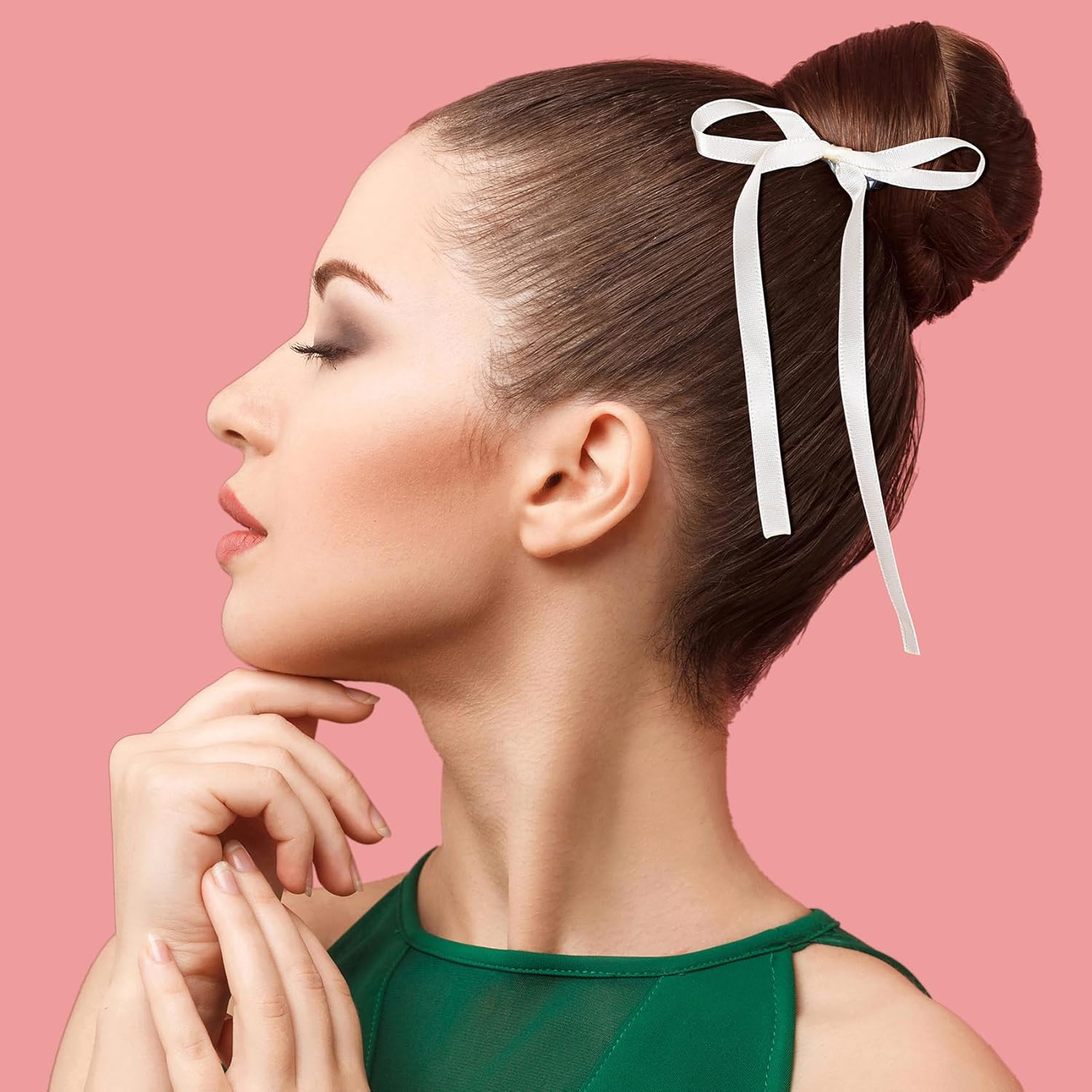 18 pinzas para el cabello con lazo rosa de 3.93 pulgadas, lazos blancos y azules, pasadores con cintas largas, parrillas para San Valentín,