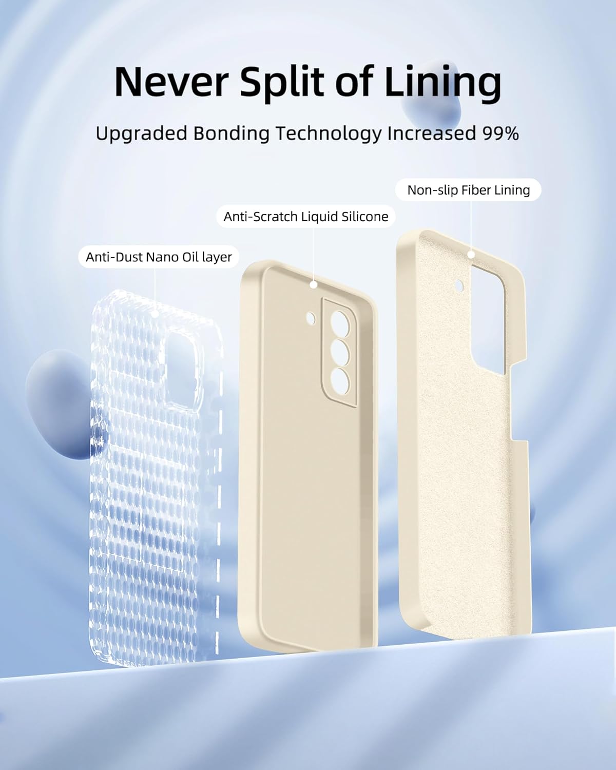 Dssairo Funda 3 en 1 para Samsung Galaxy S22 Plus, con protección completa de la cámara, silicona líquida delgada a prueba de golpes funda