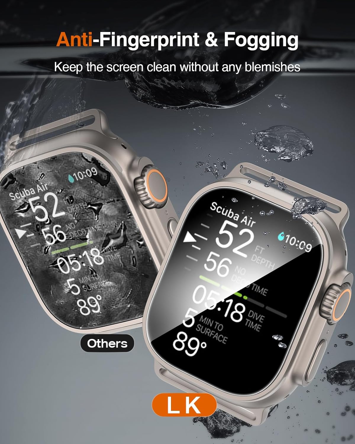 LK Paquete de 6 protectores de pantalla para Apple Watch Ultra 2 de 1.929 in  Apple Watch Ultra herramienta de instalación incluida sensible al