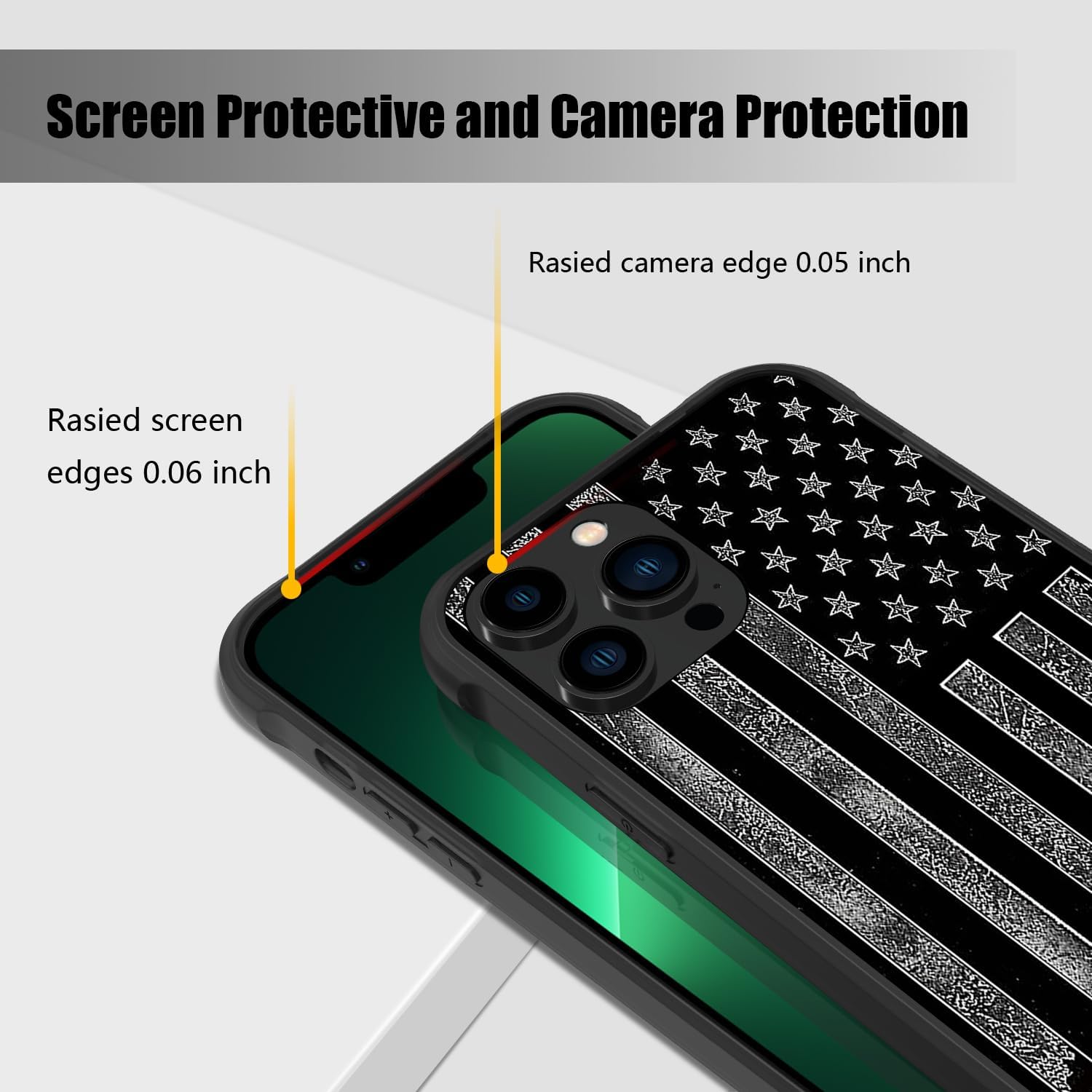 DAHAOGUO Funda compatible con iPhone 11, diseño de bandera estadounidense gris oscuro, silicona suave TPU+PC, parte trasera antideslizante, esquinas