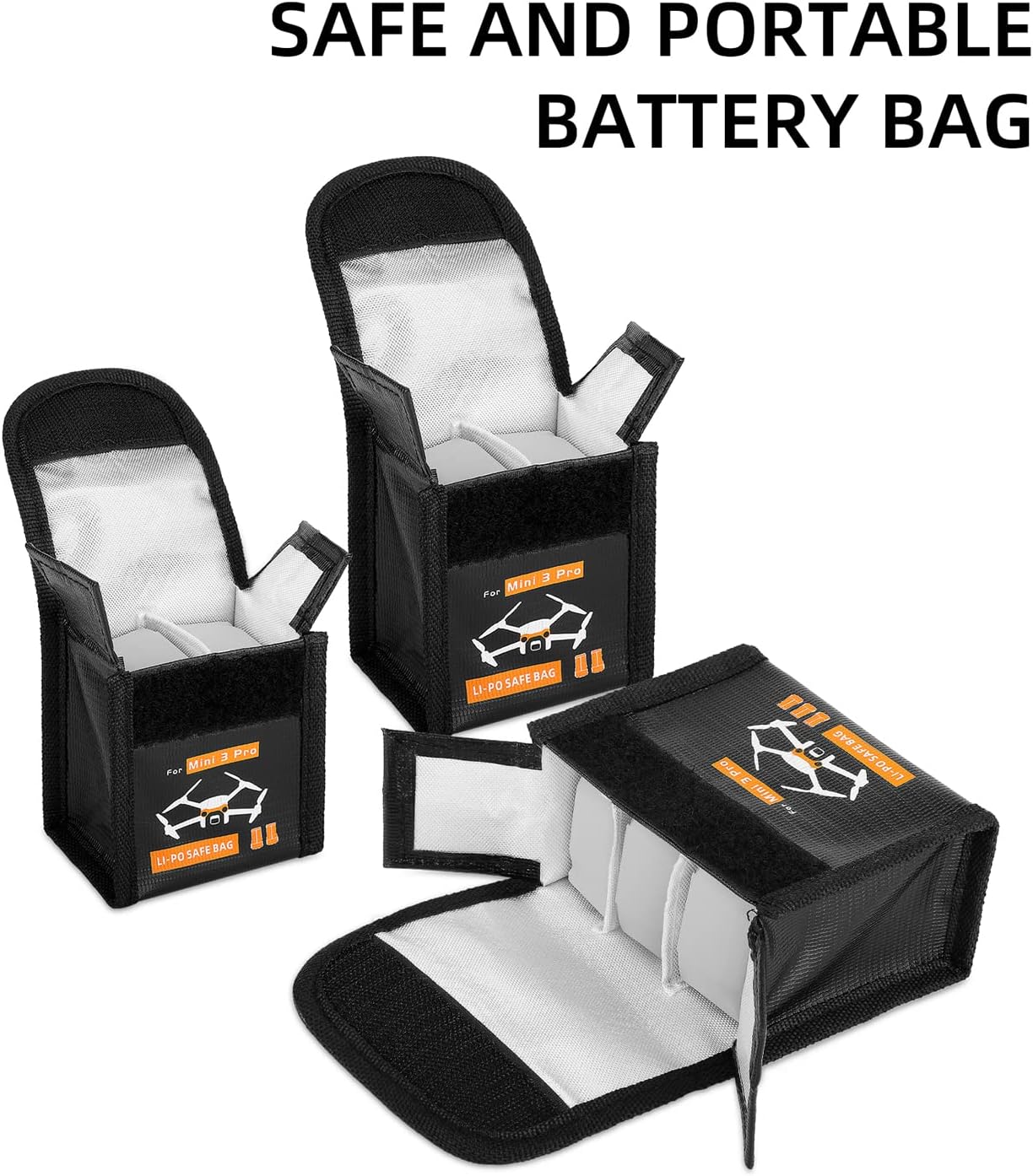 Anbee Lipo – Bolsa de seguridad para batería, bolsa de almacenamiento de seguridad ignífuga, compatible con DJI Mini 33 Pro RC Drone (grande, para
