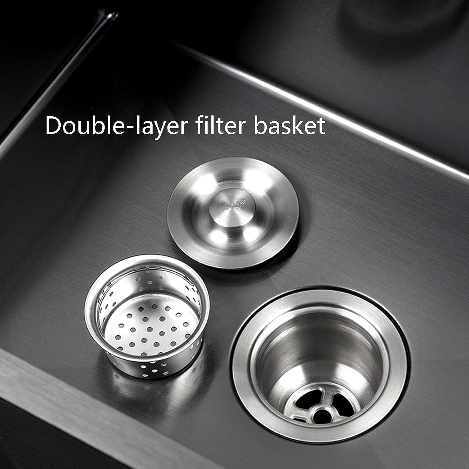 MESIDA Fregadero de cocina de acero inoxidable SUS304 de 22 pulgadas con un solo tazón, color negro (22 x 18 x 9 pulgadas)