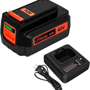 Paquete de 1 batería LBX2040 de 3000 mAh de 40 voltios y cargador de repuesto para Black and Decker 40V batería compatible con batería de litio Paquete de 1 batería LBX2040 de 3000 mAh de 40 voltios y cargador de repuesto para Black and Decker 40V batería compatible con batería de litio