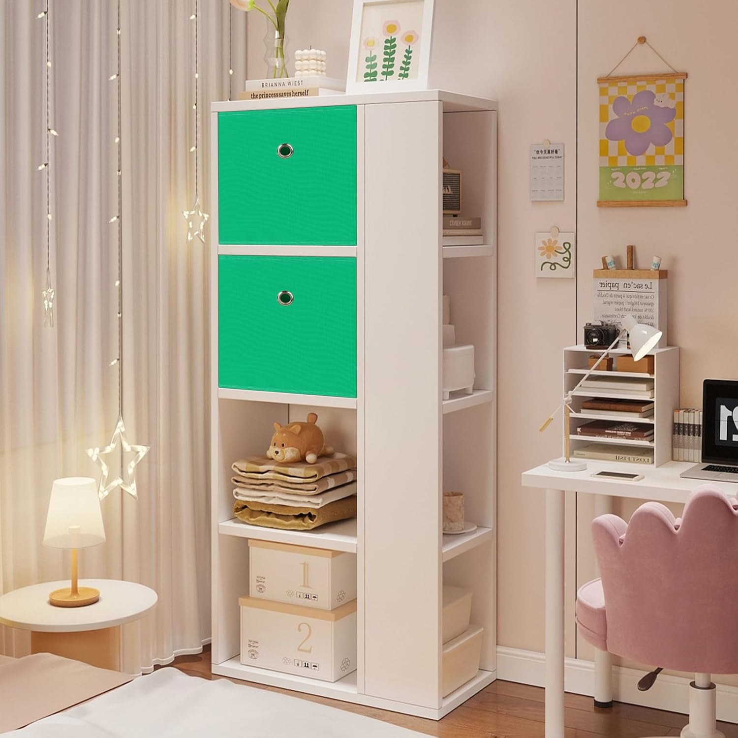 NieEnjoy Cubos de almacenamiento plegables, cubos de almacenamiento de tela de 11 pulgadas, cubos organizadores con asas dobles para el hogar, juego
