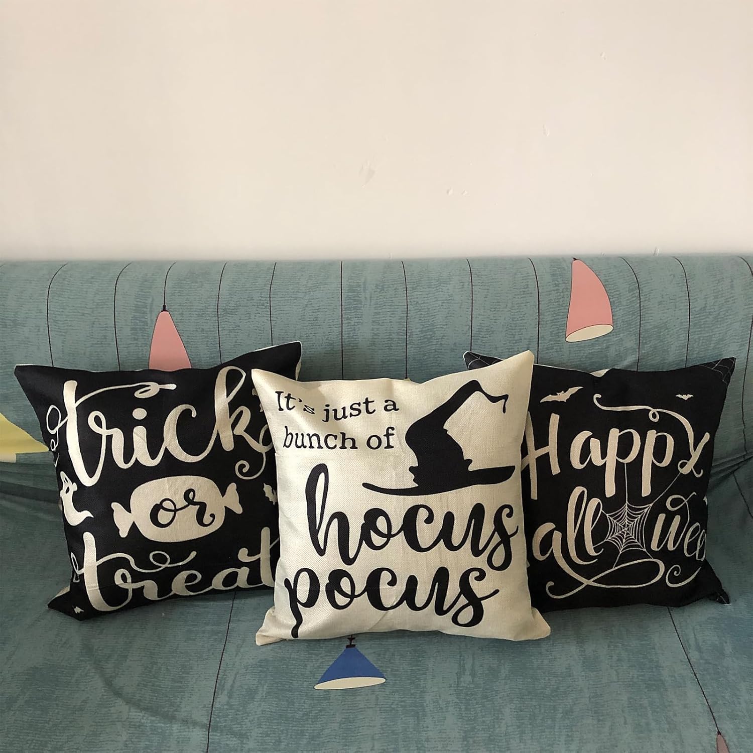 Juego de 4 fundas de almohada de 18 x 18 pulgadas para decoración de Halloween