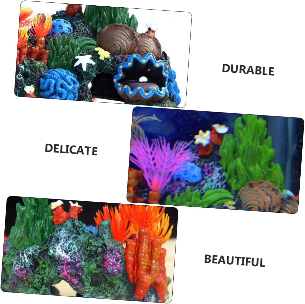 balacoo Adornos de arrecife de coral, joyería de caracola, adornos de acuario de montaña, cueva de roca, accesorios de pecera de arrecife de coral