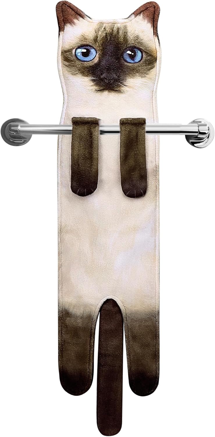 MewMix Toallas de mano de gato para cocina y baño  Lindos accesorios de decoración de gatos  Toalla de mano suave absorbente para colgar  Divertido