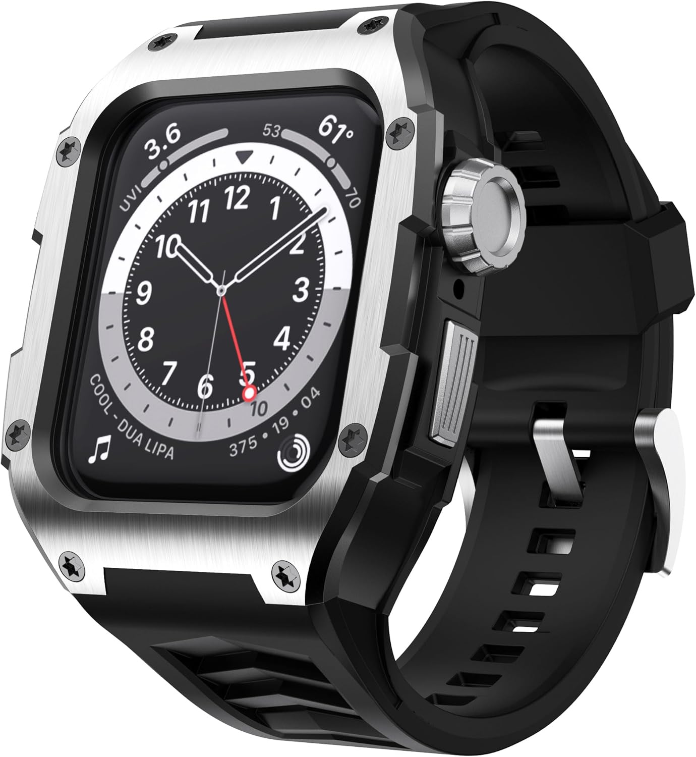 GELISHI Compatible con Apple Watch Band de 1.772 pulgadas (1.772 in), carcasa resistente de metal inoxidable con correa militar a prueba de golpes