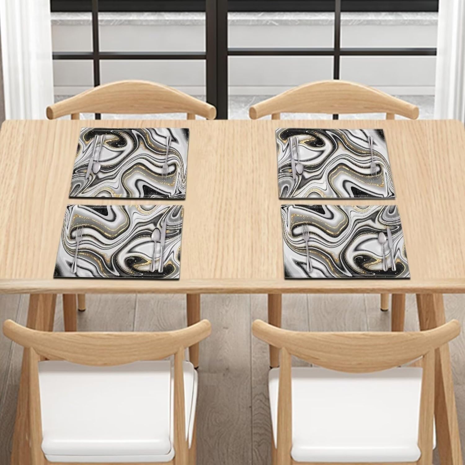 NETILGEN Manteles de mesa lavables resistentes al calor con textura de PVC para mesa de comedor para el hogar al aire libre, decoración de fiestas,