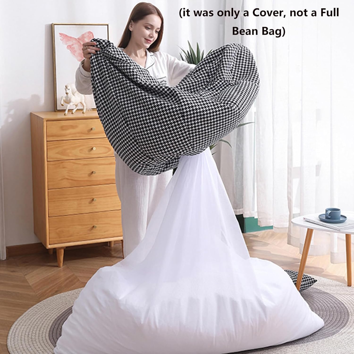 Funda para sofá perezoso, doble puf, sofá perezoso para dormitorio, sala de estar, apartamento (solo incluye una funda, no un puf completo, sin