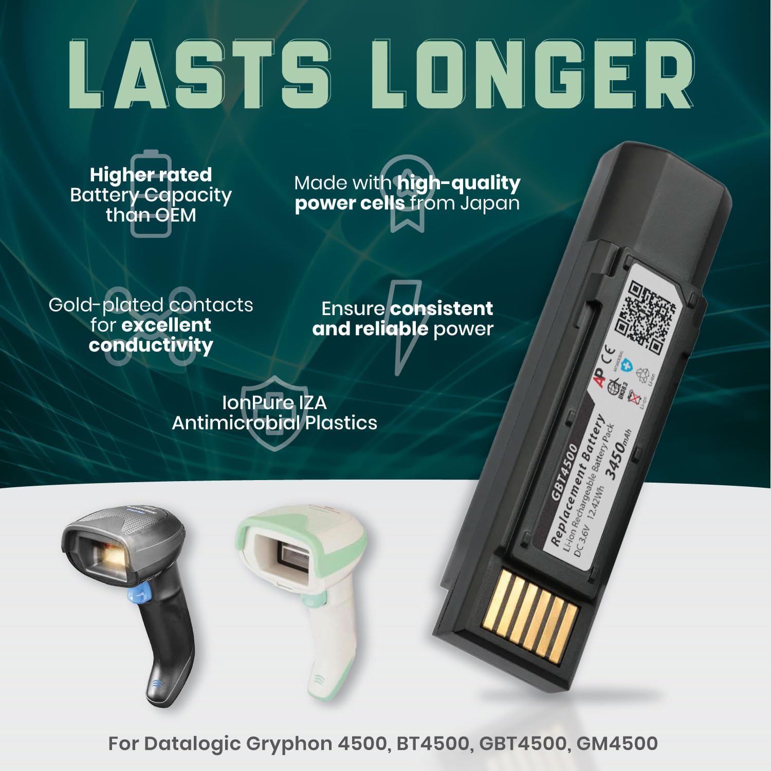 Artisan Power Batería de repuesto para Datalogic Gryphon 4500, BT4500, GBT 4500, GM4500 – Sustituye a RBP-GM45, BT-47 y 128004721