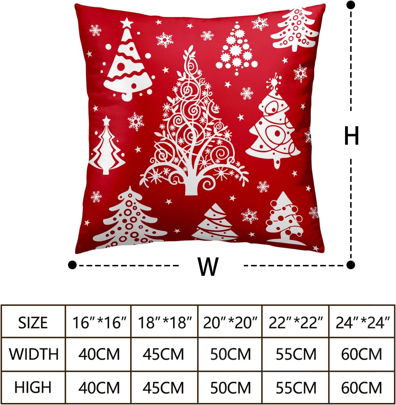 Kwlegh Juego de 2 fundas de almohada rojas de invierno de 18 x 18 pulgadas, juego de 2 almohadas de copos de nieve, fundas de almohada decorativas