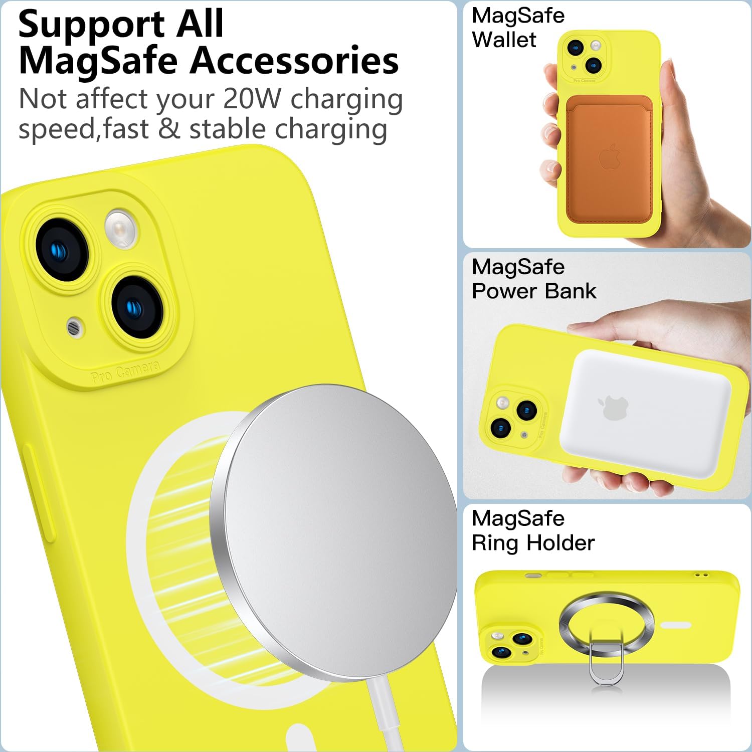 Funda magnética para iPhone 14 Plus, funda de silicona a prueba de golpes compatible con MagSafe, forro de microfibra suave antiarañazos, cubierta