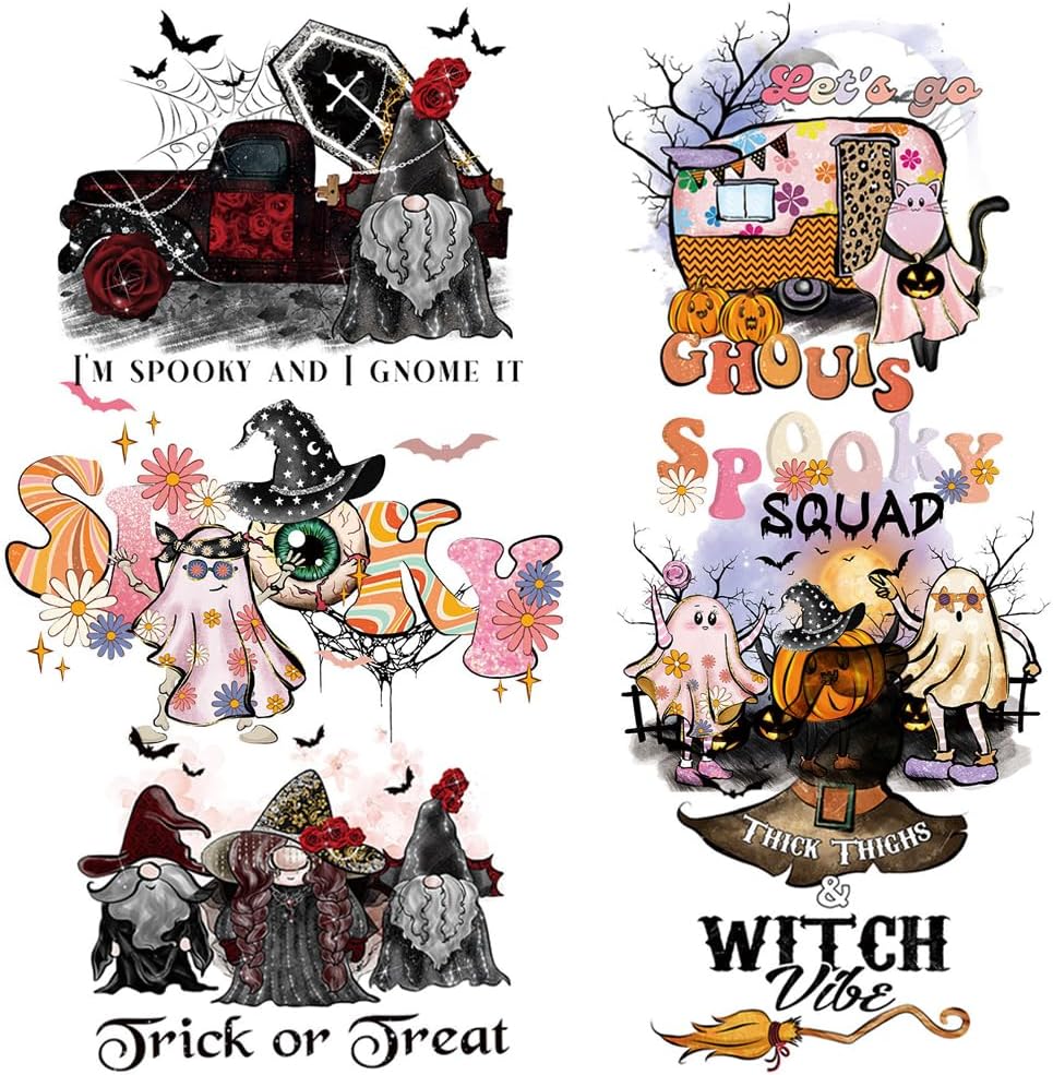 Parches para planchar de Halloween, calcomanías de transferencia de calor, calabaza fantasma, truco o trato, lindas calcomanías para decoración de