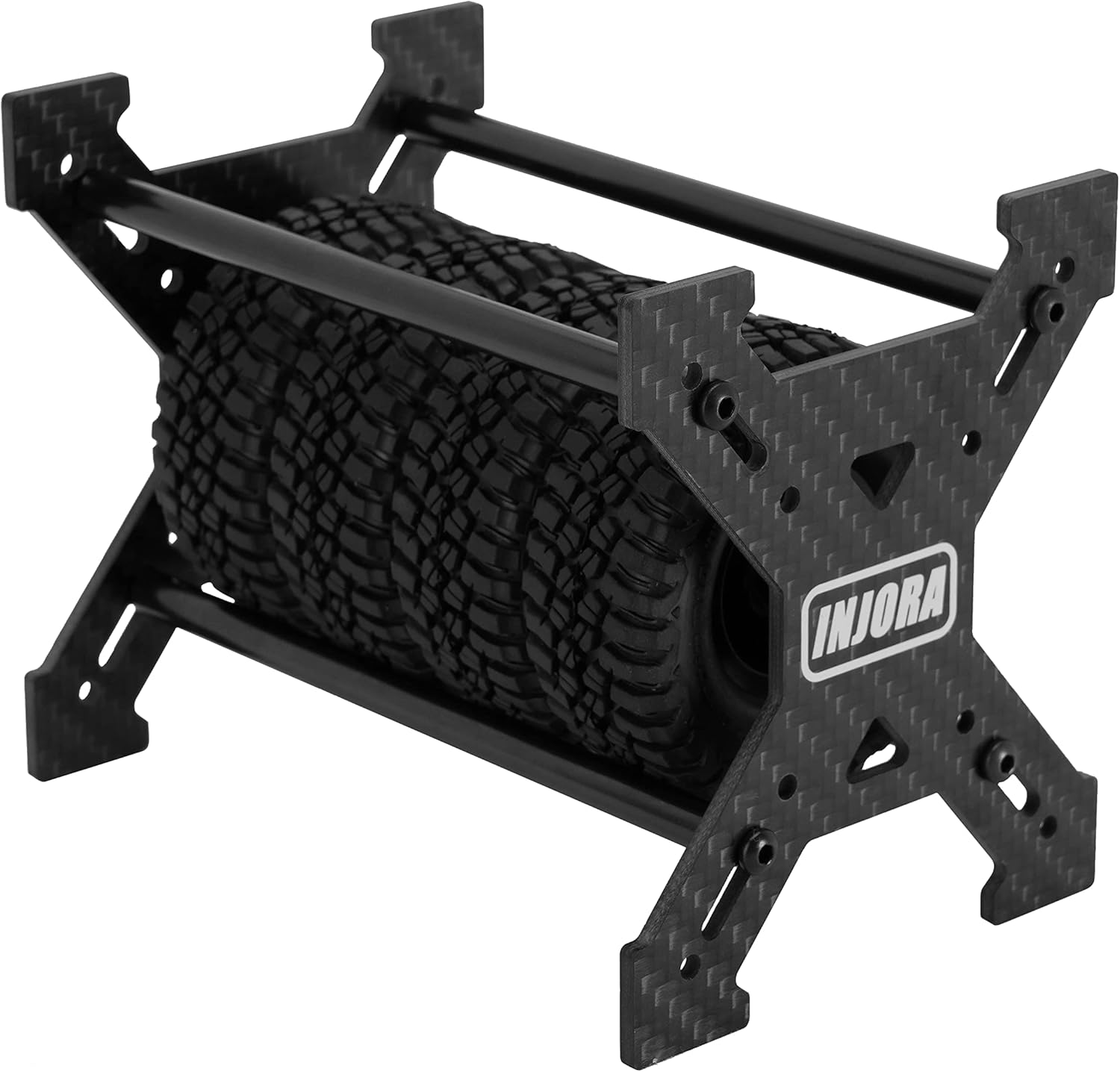 INJORA 1.0 “Rueda de neumáticos Rack de fibra de carbono Multi-Tire Storage Rack para SCX24 AX24 TRX4M FCX24 118 124 RC Crawler Car (negro)
