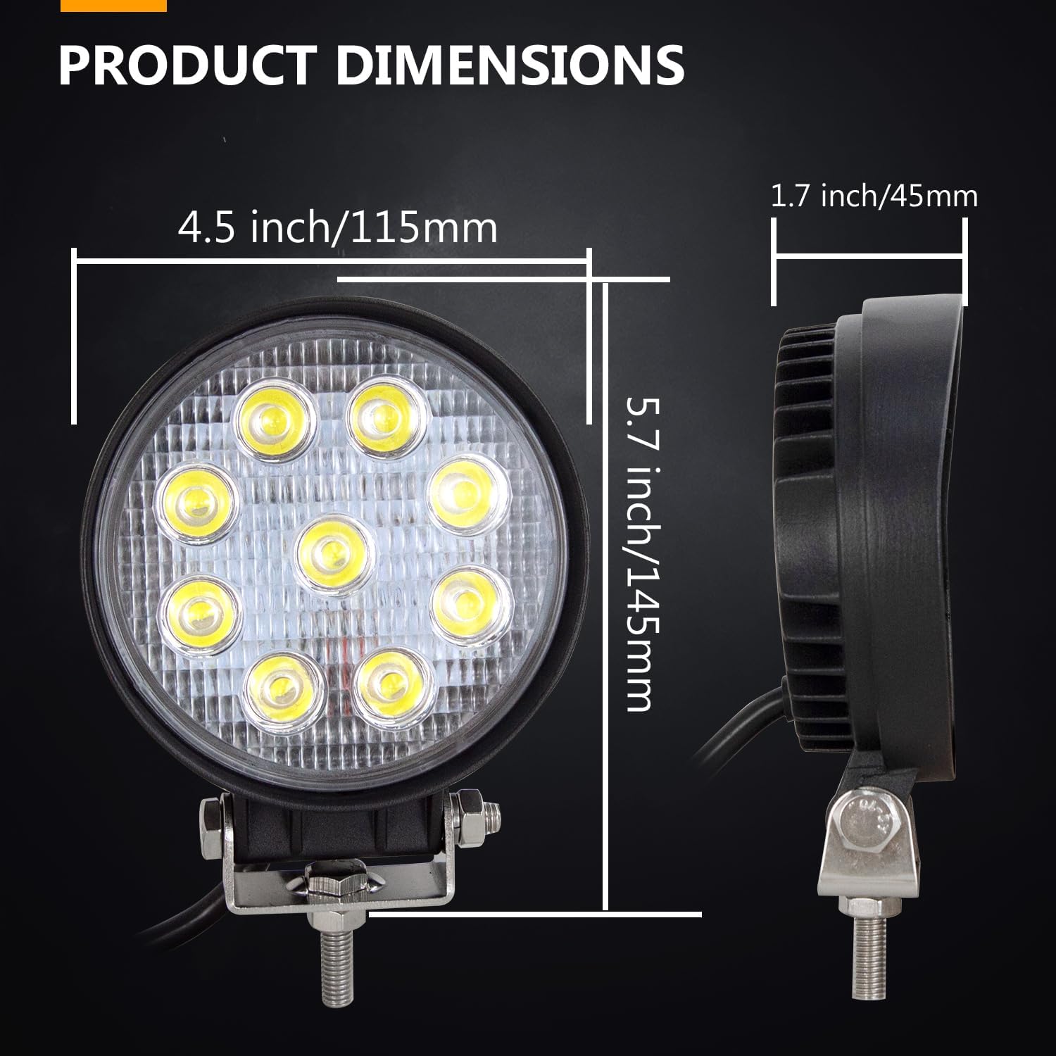 Willpower 10 barras de luz LED de trabajo de 4 pulgadas, 27 W, 2200 LM, cápsulas de conducción, lámpara de trabajo para Jeep todoterreno, SUV, barco