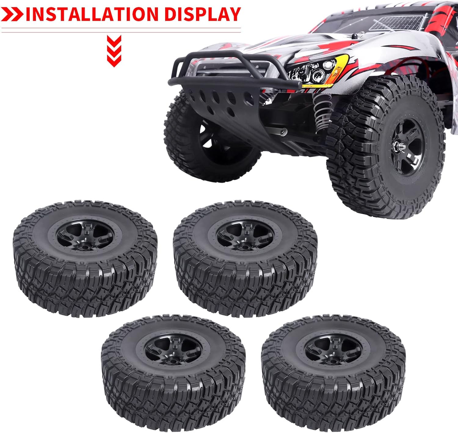 Ruedas y neumáticos para camión RC Short Course con insertos de espuma para 110 Traxxas Slash 4X4 2WD Losi Tenacity TT Baja Rey 22SCT HPI Redcat