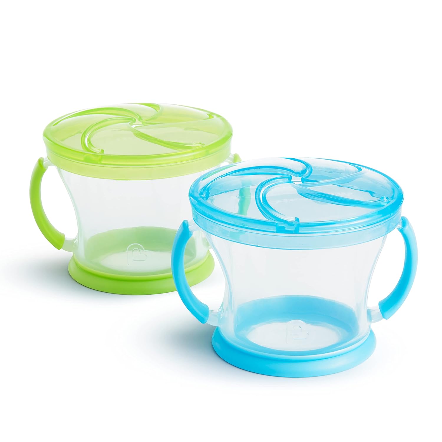 Munchkin Any Angle – Vaso de entrenamiento con popote con peso con tapa Click Lock, 7 onzas, 2 unidades (paquete de 1), azulverde &  Snack Catcher