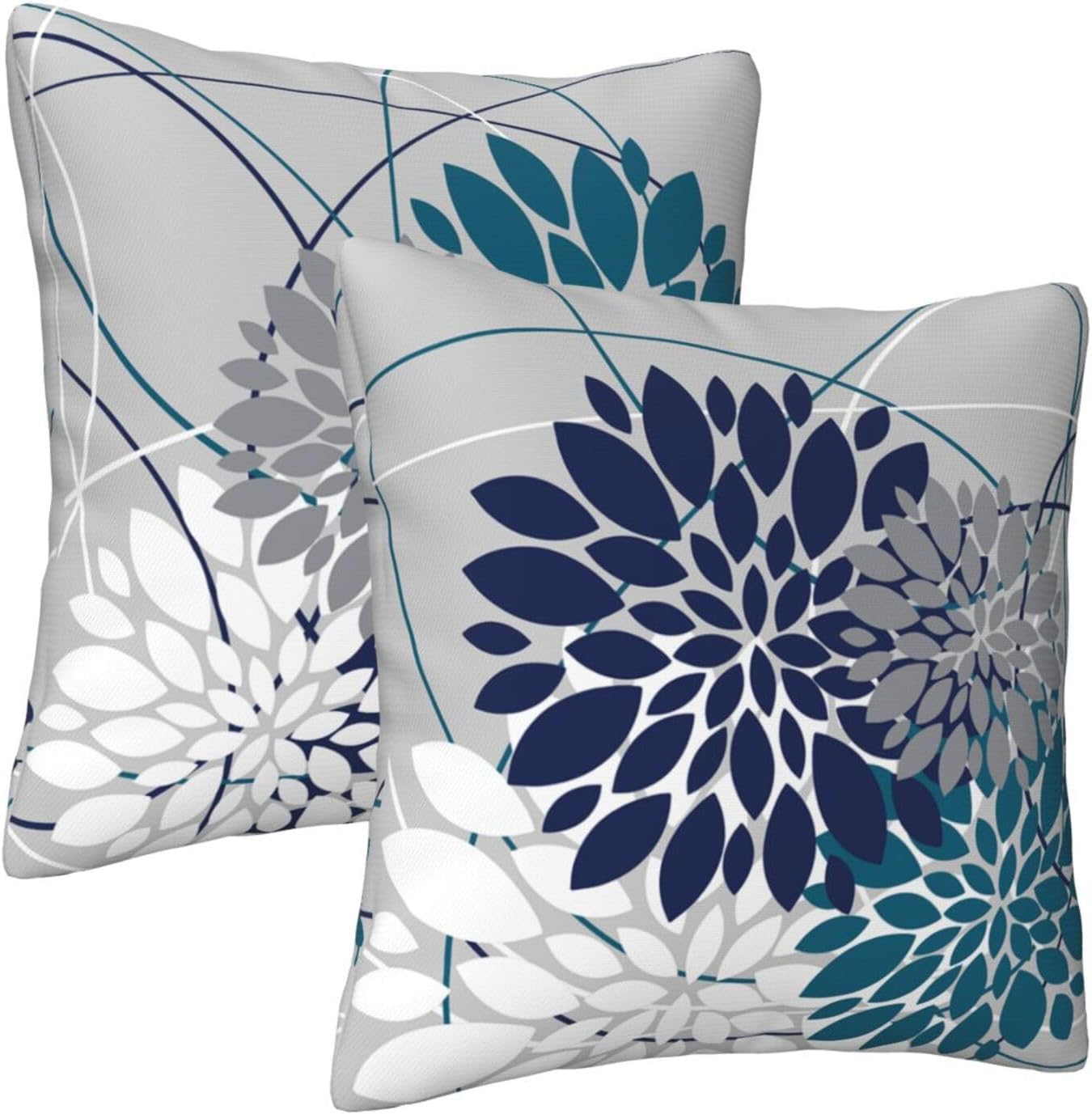 Juego de 2 fundas de almohada Nave de 18 x 18 pulgadas, diseño geométrico floral geométrico y elegante, fundas de cojín cuadradas para decoración