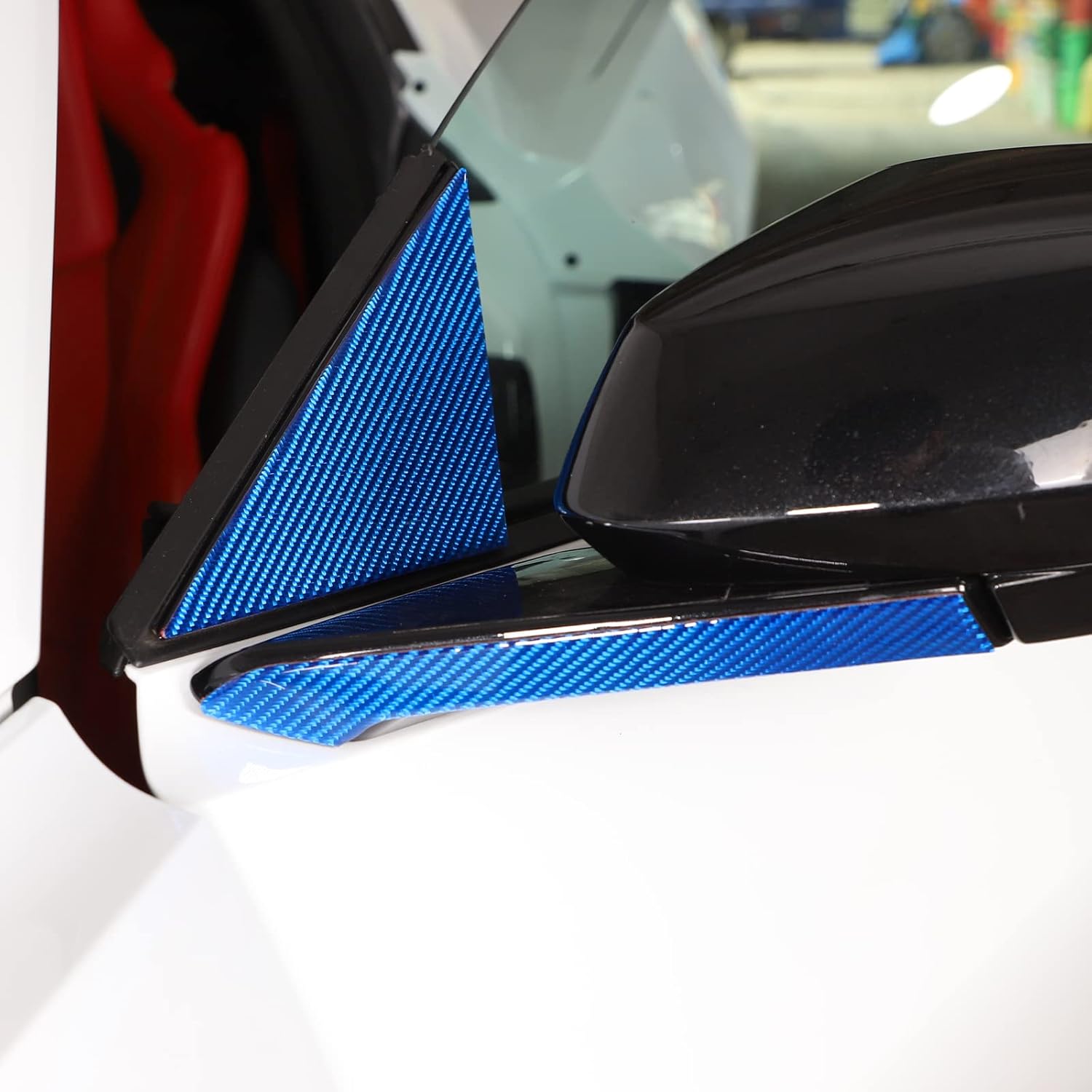 Kit de decoración de base de espejo retrovisor de automóvil de fibra de carbono real suave 3D, compatible con Corvette C8 Stingray Z06 Z51 2020 2021